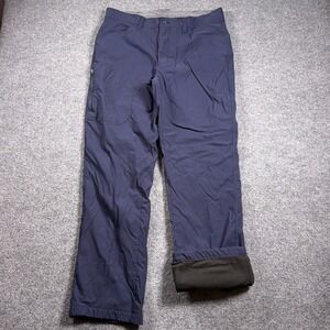 Eddie Bauer Fleece Lined Tech Pants Mens 36x32 Navy Blue Hiking Outdoor